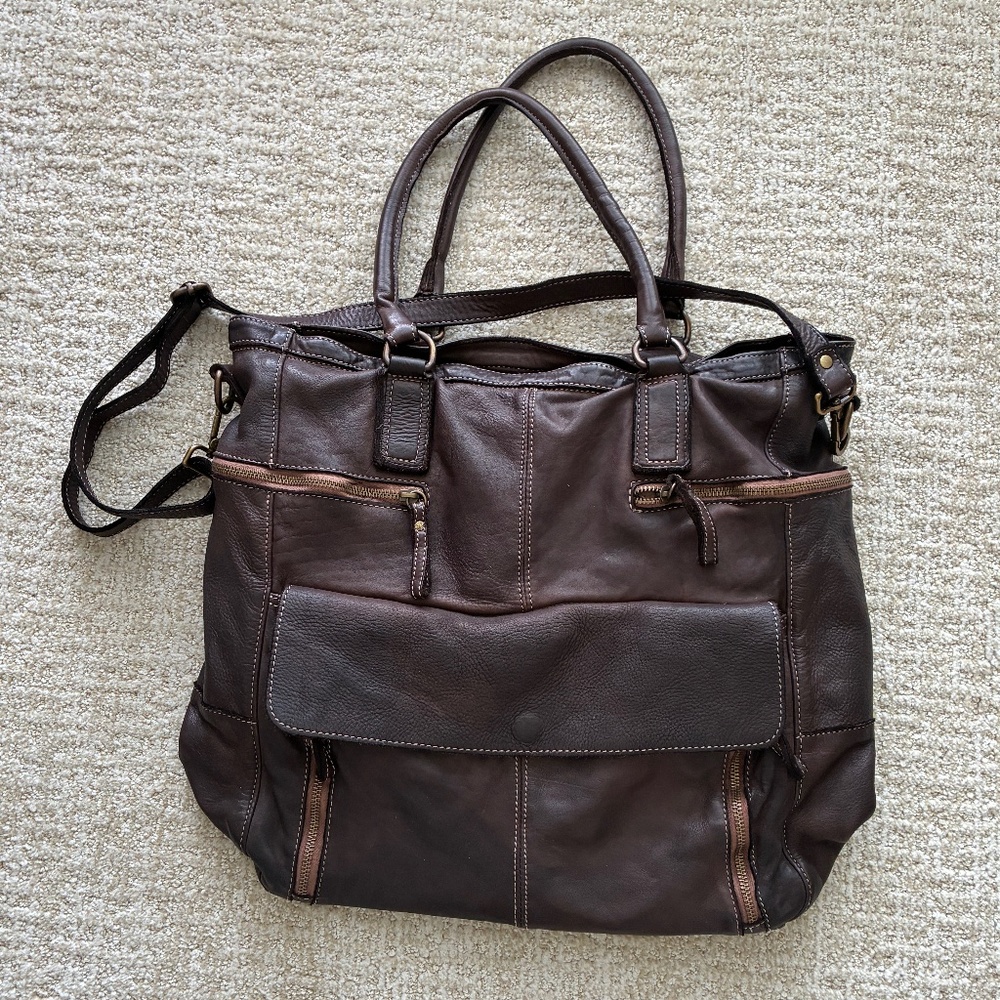 NWOT Lusher Hero Tote XL Distressed Brown Leather Bag